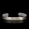 Bracelet de magnétothérapie bicolore or et argent avec motif de chaîne en relief - Base Argent Bicolore