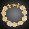 Zweifarbiges Gold- und Silbermünzen-Armband mit Dollarzeichen-Anhängern und Gravur - Zweifarbig Dollarzeichen