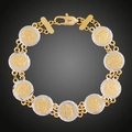 Zweifarbiges 18K Gold- und Silberarmband mit geprägtem Münzporträt und Karabinerverschluss - Two-tone Queen Portrait