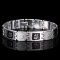 Versilbertes Gliederkette-Armband mit Allah-Kalligraphie und schwarzer Emaille - Silber