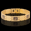 Vergoldetes Gliederarmband mit schwarzer Allah-Kalligraphie und Kettengliedern - Gold