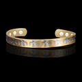 18K two-tone gold-plated C-shaped magnetic therapy bracelet with embossed bird pattern - Mixed Gold and Silver