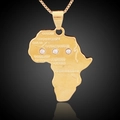 18K vergoldete Afrika-Landkartenkette mit gravierten Städten und klaren Kristallen - Nur Anhänger (Ohne Kette) / Größe 44 Stil Mit Steinen (44#) / Gold