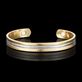 Adjustable magnetic therapy bracelet in gold and silver two-tone mesh finish - Grid Pattern Two-tone Single Magnet