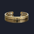 Detail view of gold magnetic therapy bracelet with Forever In Love engraving and magnets - 6 Magnets / Gold