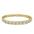 Modernes zweifarbiges Pfeilglied-Armband in Gold und Silber mit sicherem Klappverschluss - Damen 18K Zweifarbig