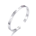 Silver magnetic health bracelet with His Queen engraving and pink rhinestone detail - Women's Style (HIS Queen) / Silver