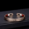 Rose gold magnetic therapy cuff bracelet with Forever In Love engraving on black gift box - 6 Magnets / Rose Gold