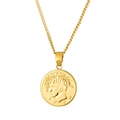 Minimalistische Goldmünzen-Halskette mit geprägtem Herrenprofil und feiner Goldkette - Nur Anhänger (Ohne Kette)