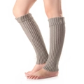 Scaldamuscoli in maglia grigio chiaro da donna con bottoni argentati sul risvolto - Taglia unica / Grigio chiaro