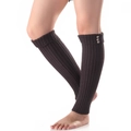 Scaldamuscoli da donna in maglia a righe verticali con bottoni argento in marrone scuro - Taglia unica / grigio scuro