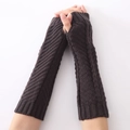 Dark grey knitted fingerless arm warmers for men and women in soft winter wool - Dark Gray