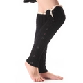 Black cable knit leg warmers with vintage buttons and delicate beige lace trim for women - One Size / Black