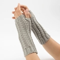 Mitaines gris clair en tricot torsadé chaud pour hommes et femmes style décontracté - Taille unique / Gris clair