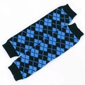 Detalle de textura de calentadores de punto de rombos azul y negro con bordes elásticos - Azul + Negro