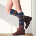 Y2K leg warmers with colorful horizontal stripes in knit fabric and retro style - One Size / Blue