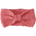 Detail eines rosa Strickstirnbands mit grober Garntextur und Kreuzknoten-Design - Rosa