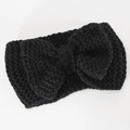 Winter chunky knit headband for women in black featuring a large bow accent - Black