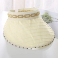 Close-up of beige sun visor with golden chain pattern and decorative beaded edge texture - One Size / Beige