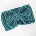 Fascia per capelli invernale in maglia spessa con grande fiocco color blu teal - Verde