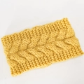 Diadema amarillo jengibre de punto trenzado de lana gruesa para otoño e invierno - Amarillo