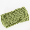 Diadema de invierno gruesa verde hierba en punto de ochos para adultos - Verde