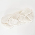 Winter chunky cable knit headband in creamy beige for warm hair styling and comfort - White