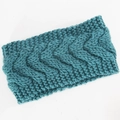 Diadema de invierno de punto grueso con trenzado azul pavo real para calidez y estilo - Azul