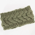 Diadema de invierno de punto de ochos verde oliva en lana gruesa para cubrir orejas - Verde Militar