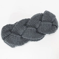 Thick knit cable headband in dark grey soft yarn for winter ear protection - Dark Gray