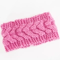 Diadema de punto trenzado rosa grueso para otoño e invierno en lana cálida - Rosa Roja