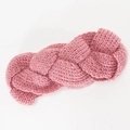 Dusty rose cable knit headband in thick wool for winter warmth and hair styling - Pink
