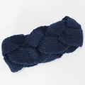 Thick knitted cable knit headband in dark navy blue for winter warmth and comfort - Dark Blue