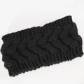 Diadema clásica de punto trenzado negro en lana gruesa para otoño e invierno - Negro