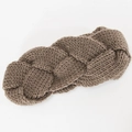 Thick cable knit winter headband in dark coffee brown with cozy braided wool texture - Khaki