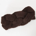 Thick cable knit headband for autumn and winter in dark brown warm wool fabric - Coffee