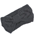 Close-up of twist knit texture on winter thermal headband in dark grey soft wool - Dark Gray