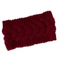 Cinta de punto rojo oscuro con diseño de trenza gruesa para otoño e invierno cálido - Burdeos