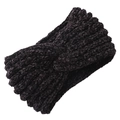 Dunkelbraunes Chenille-Strandstirnband für Damen mit Vintage-Kreuzknoten-Design - Schwarz