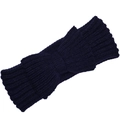 Detailed view of dark blue chunky knit bow headband with vertical ribbed texture - Navy Blue