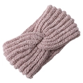 Dicker Chenille-Strick-Stirnband mit Twist in Altrosa für Winterwärme und Stil - Hellrosa