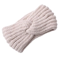 Fascia per capelli in ciniglia beige lavorata a maglia, accessorio invernale spesso ed elastico - Beige
