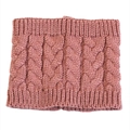 Detailed view of Morandi pink cable knit pattern and ribbed edges on winter neck warmer - Pink