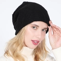 Black knit beanie with diamond pattern and warm lining for men and women in winter - Black