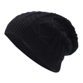 Berretto slouchy nero unisex in maglia con motivo a rombi per calore invernale - Nero