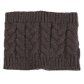 Detail of dark coffee cable-knit texture on a warm winter headband with ribbed edges - Dark Gray
