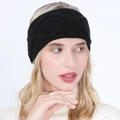 Damen Strickstirnband in Schwarz mit Knotendesign für warme Ohren im Winter - Schwarz