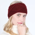 Dunkelrotes Zopfstrick-Stirnband für Damen, stylisches Winter-Haar-Accessoire für Zöpfe - Burgunderrot