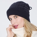 Winter navy blue knitted beanie hat for men and women featuring warm ribbed texture - Adjustable / Navy Blue