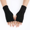 Mitaines classiques en tricot torsadé noir pour chaleur et protection des poignets - Taille unique / Noir